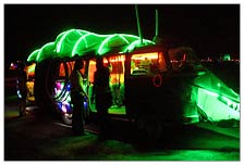 The caterpillar bus was really fun to ride in at night. I cruised around the playa more than once with these guys. Cool group.