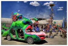 The first art car I saw. Now that's a big tongue. Welcome to the burn. Seriously, after even a couple hours the first morning seeing crazy shit like this everywhere, it starts to warp your mind. So imagine that all day long for a week. I had no idea what I'd gotten myself into on this trip.